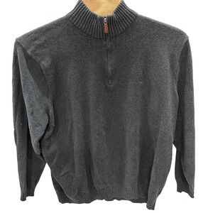 Polo Ralph Lauren Sweater Men's 4XLT Gray Cotton‎ Knit 1/4 Zip Pullover Preppy